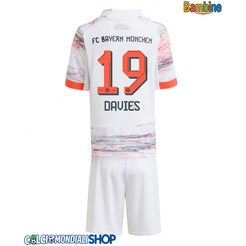 Maglie da calcio Bayern Munich Alphonso Davies #19 Seconda Maglia Bambino 2025-26 Manica Corta + Pantaloni corti)